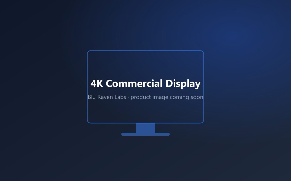 4K UHD commercial display showing sharp high-resolution retail content at close viewing distance