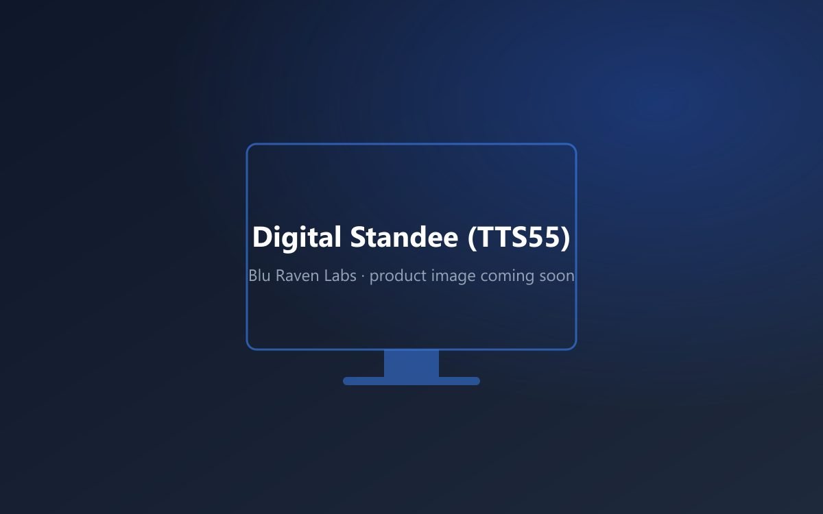55-inch TTS55 tower digital standee displaying a 4K retail promotion in a Bangalore store